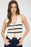 Striped V-Neck Vest (Cream)