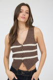 Striped V-Neck Vest (Brown)
