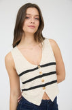 Striped V-Neck Vest (Cream)