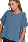 Cotton Slub Oversize Tee (Dusty Blue)