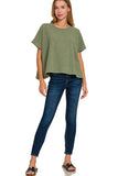 Cotton Slub Oversize Tee (Lt Olive)