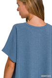 Cotton Slub Oversize Tee (Dusty Blue)