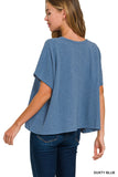 Cotton Slub Oversize Tee (Dusty Blue)