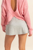Ribbed Knit Mini Skort (Heather Grey)
