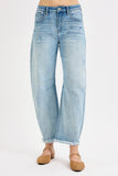 Mid Rise Fit Crop Barrel Jeans