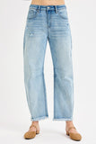 Mid Rise Fit Crop Barrel Jeans