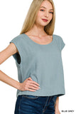 Linen Sleeveless Top (Blue Grey)