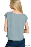 Linen Sleeveless Top (Blue Grey)