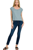 Linen Sleeveless Top (Blue Grey)