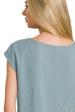 Linen Sleeveless Top (Blue Grey)