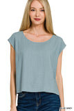 Linen Sleeveless Top (Blue Grey)