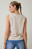 Sleeveless V-neck Button Down Sweater Top