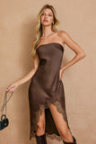 Satin Espresso Lace Dress