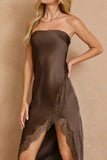 Satin Espresso Lace Dress