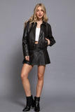 Christy Faux Leather Bomber Jacket  (Black)