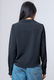 Button Down V-Neck Shirt (Black)
