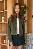 Corduroy Contrast Jacket (Dark Olive)