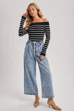 Weekend Waves Stripe Top (Black)