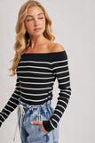 Weekend Waves Stripe Top (Black)