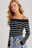 Weekend Waves Stripe Top (Black)