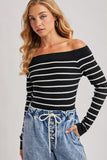 Weekend Waves Stripe Top (Black)