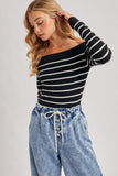 Weekend Waves Stripe Top (Black)