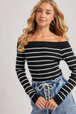 Weekend Waves Stripe Top (Black)