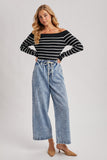 Weekend Waves Stripe Top (Black)