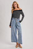 Weekend Waves Stripe Top (Black)