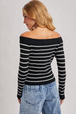 Weekend Waves Stripe Top (Black)