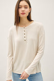Buttery Soft Hacci Henley Top (Oatmeal)