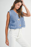 Cierra Chunky Knit Vest (Periwinkle)