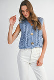 Cierra Chunky Knit Vest (Periwinkle)