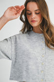 Maggie Button Down Crop Cardigan (Heather Gray)