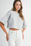 Maggie Button Down Crop Cardigan (Heather Gray)