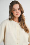 Maggie Button Down Crop Cardigan (Cream)