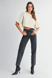Maggie Button Down Crop Cardigan (Cream)
