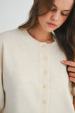 Maggie Button Down Crop Cardigan (Cream)