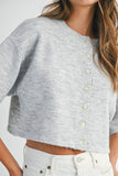 Maggie Button Down Crop Cardigan (Heather Gray)