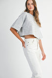 Maggie Button Down Crop Cardigan (Heather Gray)