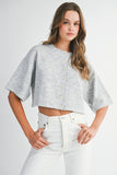 Maggie Button Down Crop Cardigan (Heather Gray)