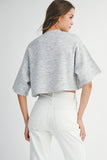 Maggie Button Down Crop Cardigan (Heather Gray)