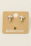 Gold Dipped Mushroom Stud Earrings (Silver)