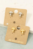 Gold Dipped Mushroom Stud Earrings (Silver)