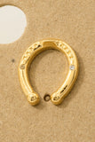 Gold Dipped Western Horse Shoe Stud Earrings (Gold)