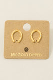 Gold Dipped Western Horse Shoe Stud Earrings (Gold)