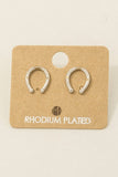 Gold Dipped Western Horse Shoe Stud Earrings (Silver)