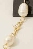 Gold Dipped Cz And Pearl Chain Dangle Earrings