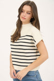 Ryland Stripe Mock Neck Sweater (Ivory)