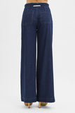 Mid Rise Fit Wide Leg Pants (Dark Wash)